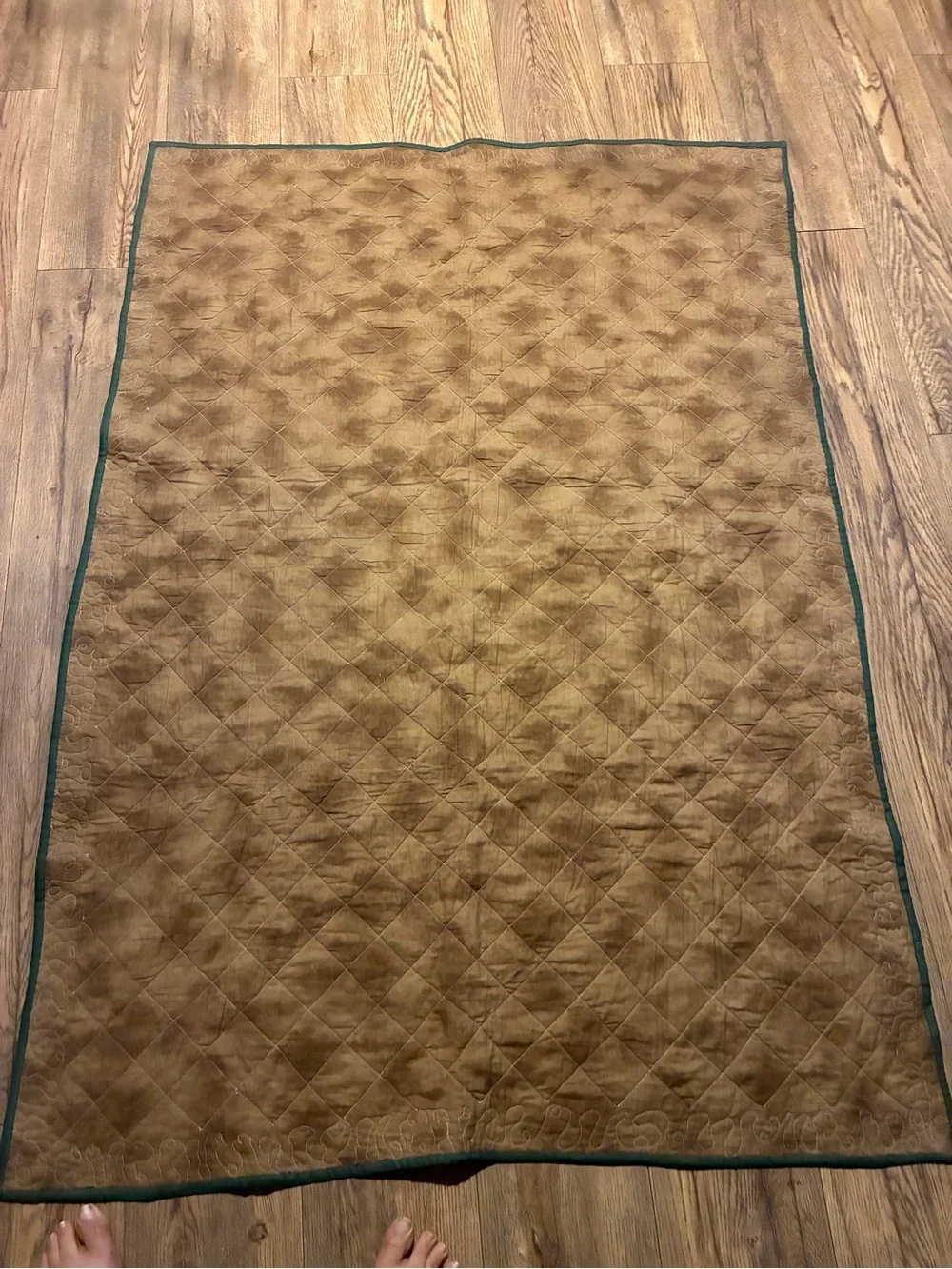 Handmade Western Patchwork Quilt in Brown, Cream & Teal 61” x42”